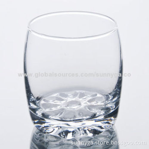 Transparent Whisky Glass with Embossed Pattern at BottomNew